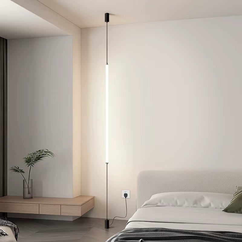 Italy Design Bedroom Bedside LED Floor Lamps Acrylic Sconces Long Line Light Modern Black Hotel Living Room LED Floor Light Home