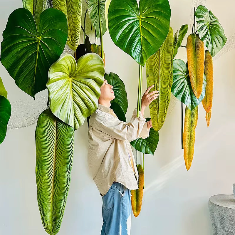Simulation of Large Branches and Leaves Vine Green Velvet Banana Leaf Green Plant Home Decoration Artificial Plants